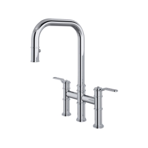 Perrin & Rowe® U.4551HT-APC-2 Armstrong Bridge Kitchen Faucet Edwardian Georgian, 1.8 gpm Flow Rate, Polished Chrome