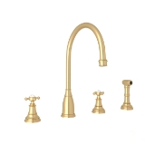 Perrin & Rowe® U.4735X-SEG-2 Georgian Era Kitchen Faucet Edwardian Single Hole, 1.8 gpm Flow Rate, Satin English Gold