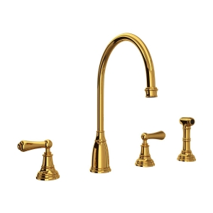 Perrin & Rowe® U.4736L-ULB-2 Georgian Era Kitchen Faucet Edwardian Single Hole, 1.8 gpm Flow Rate, Unlacquered Brass