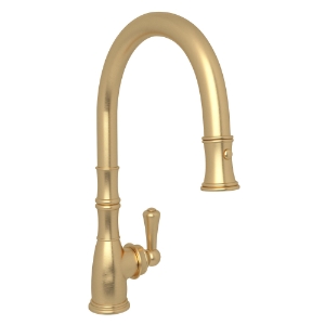 Perrin & Rowe® U.4744EG-2 Georgian Era Pulldown Kitchen Faucet Pull-Down Touchless, 1.8 gpm Flow Rate, English Gold