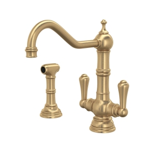 Perrin & Rowe® U.4766SEG-2 Edwardian Kitchen Faucet Single Hole, 1.8 gpm Flow Rate, Satin English Gold