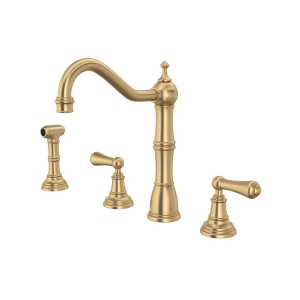 Perrin & Rowe® U.4776L-SEG-2 Edwardian Kitchen Faucet Single Hole, 1.8 gpm Flow Rate, Satin English Gold