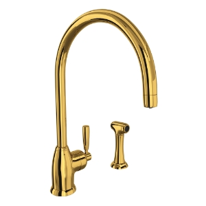 Perrin & Rowe® U.4846LS-ULB-2 Holborn Kitchen Faucet, Unlacquered Brass