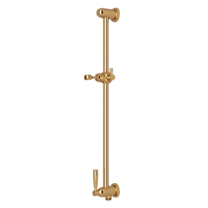 Perrin & Rowe® U.5350ULB 24 in Slide Bar With Integrated Volume Control And Outlet, Unlacquered Brass
