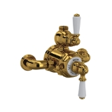 Perrin & Rowe® U.5550L-ULB Edwardian™ 3/4" Exposed Therm Valve With Volume And Temperature Control, Unlacquered Brass