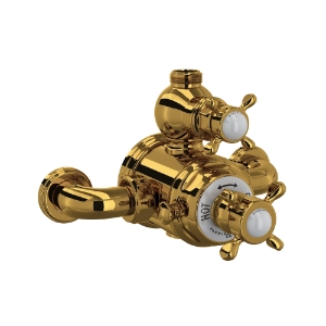 Perrin & Rowe® U.5552X-ULB Edwardian™ 3/4" Exposed Therm Valve With Volume And Temperature Control, Unlacquered Brass