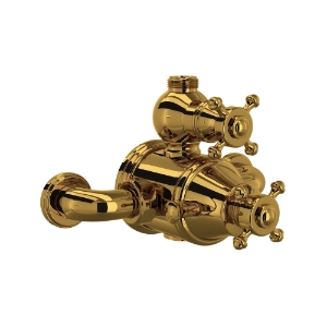Perrin & Rowe® U.5752X-ULB Georgian Era™ 3/4 in Exposed Therm Valve With Volume And Temperature Control, Unlacquered Brass