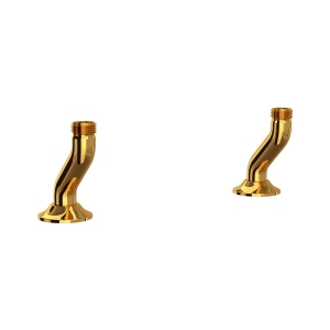 Perrin & Rowe® U.6793ULB-2 Georgian Era™ Bridge Kitchen Faucet Deck Unions, Unlacquered Brass