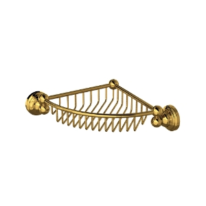Perrin & Rowe® U.6916ULB Edwardian™ Wall Mount Corner Basket, Unlacquered Brass