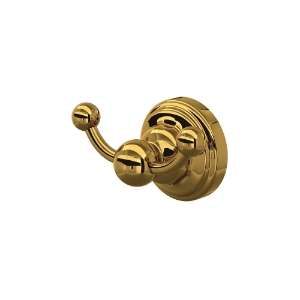 Perrin & Rowe® U.6922ULB Edwardian™ Double Robe Hook, Unlacquered Brass