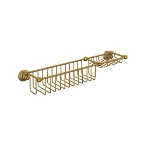 Perrin & Rowe® U.6962ULB 20" Bottle Basket With Soap Tray, Unlacquered Brass