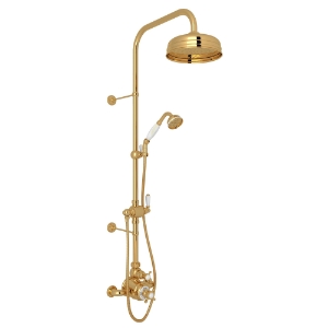 Perrin & Rowe® U.KIT1NX-EG Edwardian™ 3/4 in Exposed Wall Mount Thermostatic Shower System, English Gold