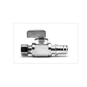 REHAU® 418437-001 Straight Ball Valve, 1/2 x 3/8 in Nominal, EVERLOC x Compression End Style, Brass Body