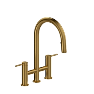 RIOBEL AZ400BG Azure Pulldown Kitchen Faucet Bridge, 1.5 gpm Flow Rate, Gold