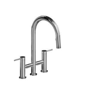 RIOBEL AZ400C Azure Pulldown Kitchen Faucet Bridge, 1.5 gpm Flow Rate, Chrome