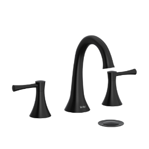 RIOBEL ED08LBK ED08L Edge Bathroom Faucet, 1.2 gpm Flow Rate, 7-1/4 in H Spout, 8 to 16 in Center, Black, 2 Handles, Push Button Drain