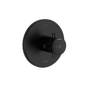 Riobel® TEDTM23+BK Edge™™ 1/2 in Thermostatic & Pressure Balance Trim With 3 Functions, Black