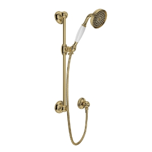 Rohl® 1300EULB Handshower Set With 22 in Slide Bar and Single-Function Handshower, Unlacquered Brass