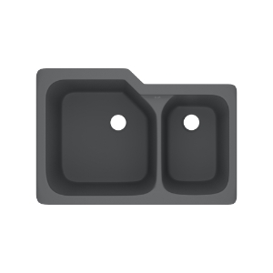 Rohl® 6337-04 Allia™ 33" Fireclay 2 Bowl Undermount Kitchen Sink, Satin Grey
