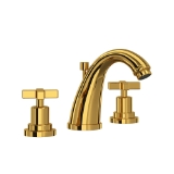 Rohl® A1208XMULB-2 Lombardia® Widespread Lavatory Faucet With C-Spout, Unlacquered Brass