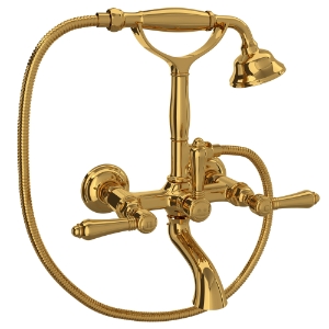 Rohl® A1401LMULB Exposed Wall Mount Tub Filler, Unlacquered Brass