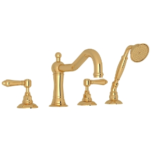 Rohl® A1404LMULB Acqui® 4-Hole Deck Mount Tub Filler, Unlacquered Brass