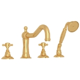 Rohl® A1404XMULB Acqui® 4-Hole Deck Mount Tub Filler, Unlacquered Brass