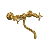 Rohl® A1405/44XMULB-2 Acqui® Wall Mount Bridge Lavatory Faucet, Unlacquered Brass