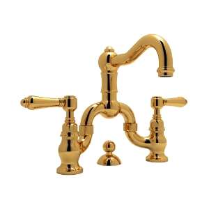 Rohl® A1419LMULB-2 Acqui® Bridge Lavatory Faucet, Unlacquered Brass