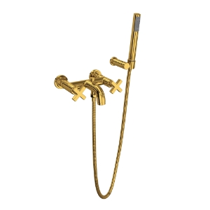 Rohl® A2202XMULB Lombardia® Exposed Wall Mount Tub Filler, Unlacquered Brass