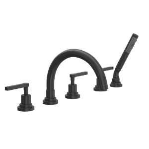 Rohl® A2214LMMB Lombardia® 5-Hole Deck Mount Tub Filler With C-Spout, Matte Black