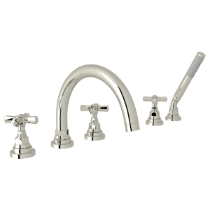 Rohl® A2314XMPN San Giovanni™ 5-Hole Deck Mount Tub Filler, Polished Nickel