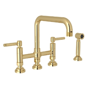 Rohl® A3358ILWSULB-2 Campo™ Transitional Kitchen Faucet, 1.5 gpm Flow Rate, Unlacquered Brass