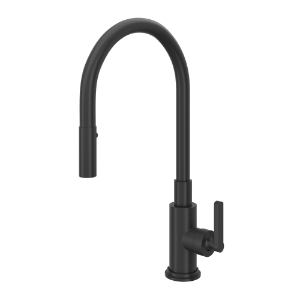 Rohl® A3430LMMB-2 Lombardia Modern High Arc Dual-Function Kitchen Faucet, 1.8 gpm Flow Rate, Matte Black, 1 Faucet Hole