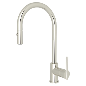 Rohl® CY57L-PN-2 Pirellone™ High Neck Dual-Function Kitchen Faucet, 1.8 gpm, Polished Nickel, 1 Faucet Hole, Modern Function