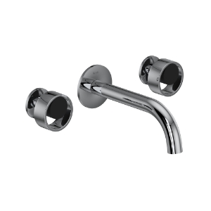 Rohl® EC08W3IWPCB Eclissi™ Wall Mount Lavatory Faucet Trim With C-Spout, Polished Chrome/Matte Black