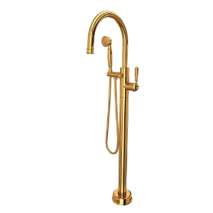 Rohl® TTD06HF1LMULB Traditional Single Hole Floor Mount Tub Filler Trim, Unlacquered Brass