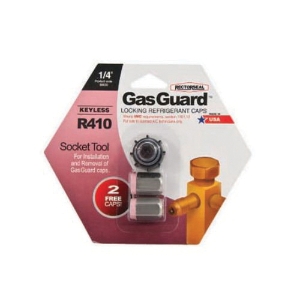 RectorSeal® GasGuard™ 86633 Keyless Locking Refrigerant Gas Cap, R-410A Refrigerant, 1/4 in Thread, Pink