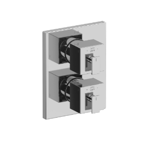 Riobel® TUS46C Kubik™ 3/4" Therm & Pressure Balance Trim With 6 Functions, Chrome