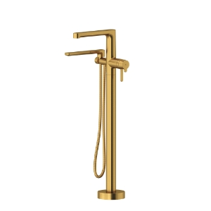 Riobel® TNB39BG Nibi™ Thermostatic Single Hole Floor Mount Tub Filler Trim, Brushed Gold
