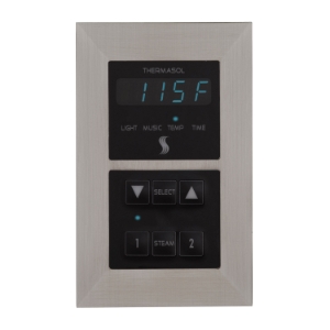 THERMASOL® SEMR-SC Signature Series Modern Steam Shower Control Unit, Digital LED Display, Square Panel, Satin Chrome
