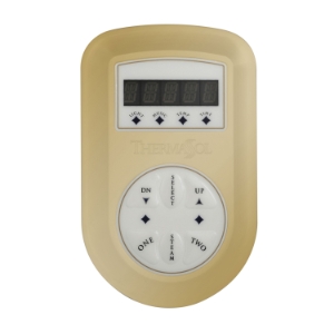 THERMASOL® SET-PB Signature Series Traditional Steam Shower Control Unit, Digital LED Display, Round Panel, Polished Brass