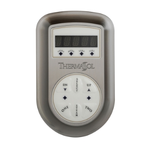 THERMASOL® SET-SC Signature Series Traditional Steam Shower Control Unit, Digital LED Display, Round Panel, Satin Chrome