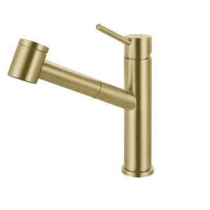 Franke STL-PO-GLD Steel 9-in Single Handle Pull-Out Kitchen Faucet, Gold