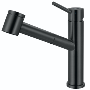 Franke STL-PO-IBK Steel 9-in Single Handle Pull-Out Kitchen Faucet, Industrial Black