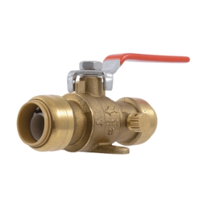 SharkBite™ 24616-0000LF 3/4 in x 3/4 in Quarter-Turn Ball Valve with Drain and Mounting Bracket