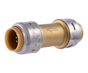 Sharkbite® UR2008 Check Valve, 1/2 in Nominal, Push-to-Connect End Style, Lead-Free DZR Brass Body, EPDM Softgoods