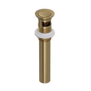 Rohl® 0127DOFAG Lavatory Push Drain With Overflow, Antique Gold