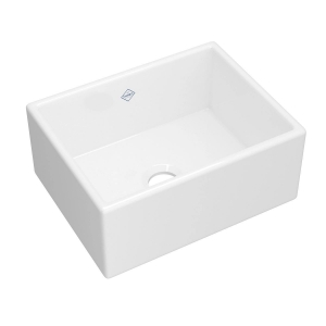 Shaws® MS2418WH Shaker™ 24 in Single Bowl Farmhouse Apron Front Fireclay Kitchen Sink, White (WH)