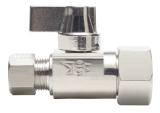 Sioux Chief 129-G1F1C 1/4 Turn Straight Supply Stop, 3/8 in Nominal, FNPT x Compression, Brass Body, Nickel Plated